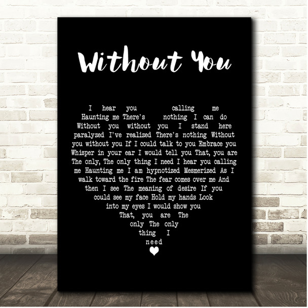 Dogzilla Without You Black Heart Song Lyric Print