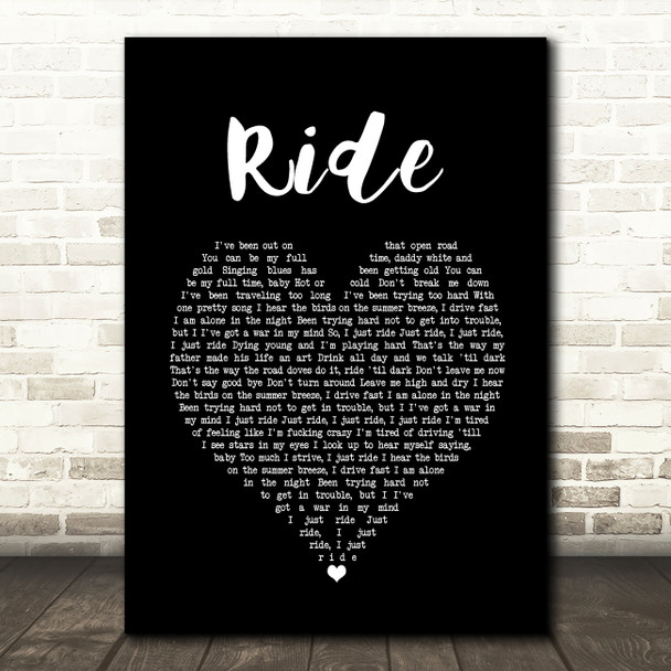 Lana Del Rey Ride Black Heart Song Lyric Print