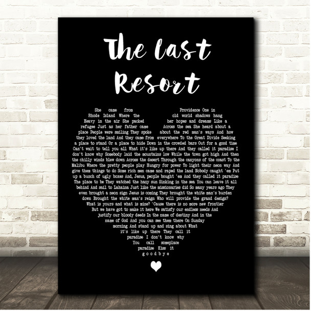 Eagles The Last Resort Black Heart Song Lyric Print