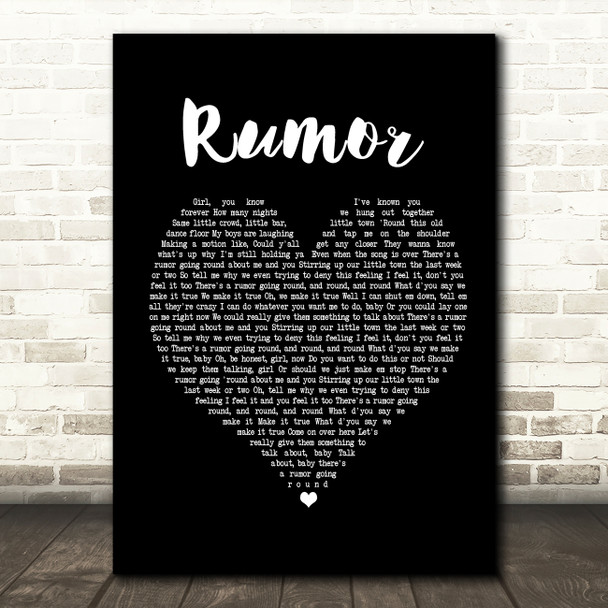 Lee Brice Rumor Black Heart Song Lyric Print