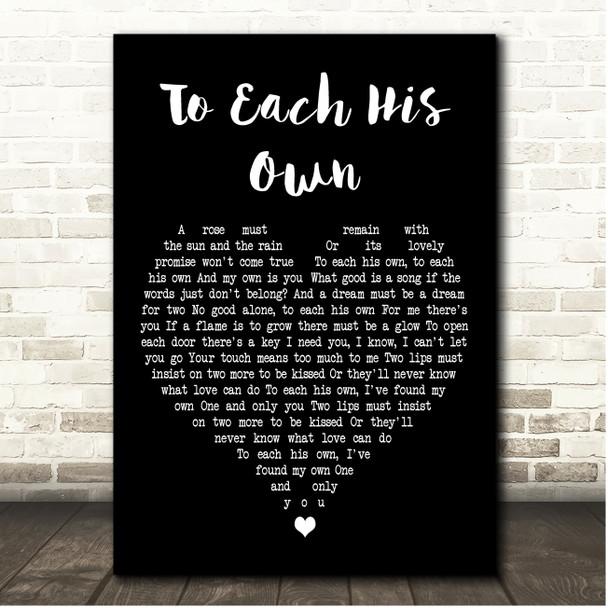 Eddy Howard To Each His Own Black Heart Song Lyric Print