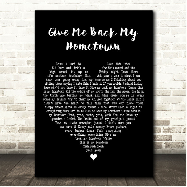 Eric Church Give Me Back My Hometown Black Heart Song Lyric Print