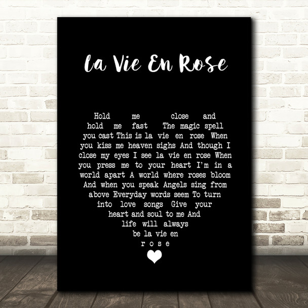 Louis Armstrong La Vie En Rose Black Heart Song Lyric Print