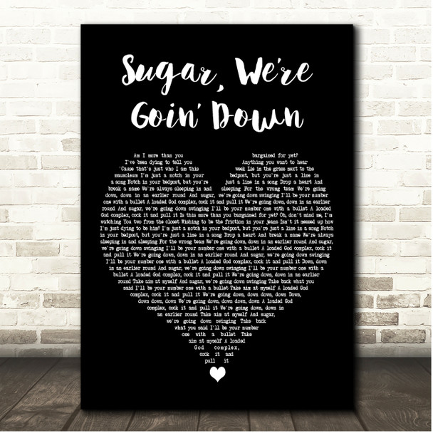 Fall Out Boy Sugar, Were Goin Down Black Heart Song Lyric Print