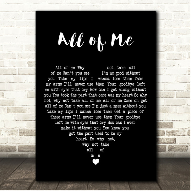 Frank Sinatra All of Me Black Heart Song Lyric Print