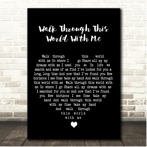 George Jones Walk Through This World With Me Black Heart Song Lyric Print