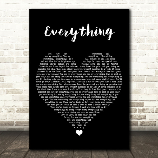 Mary J Blige Everything Black Heart Song Lyric Print