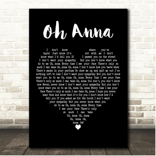 Harry Styles Oh Anna Black Heart Song Lyric Print