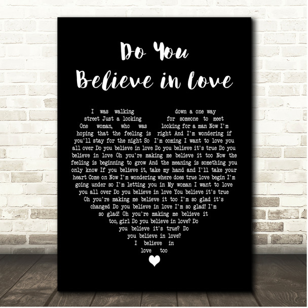 Huey Lewis & The News Do You Believe in Love Black Heart Song Lyric Print
