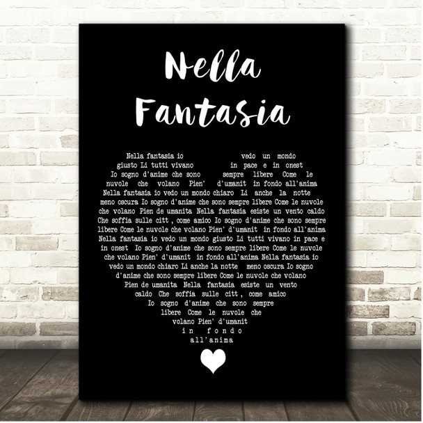 Il Divo Nella Fantasia Black Heart Song Lyric Print