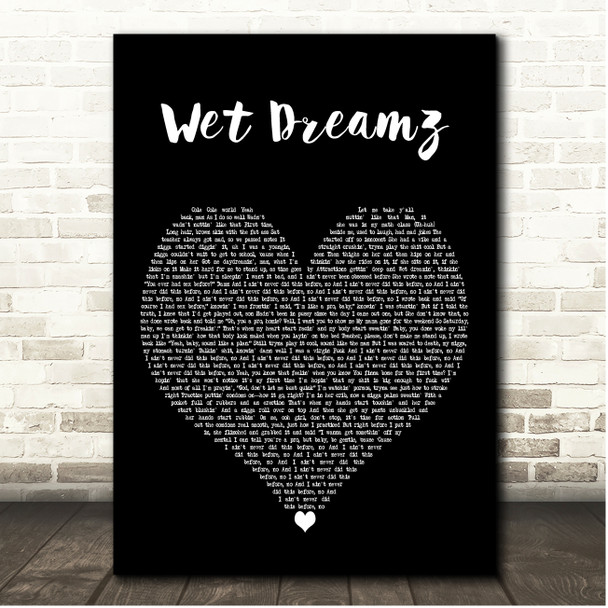 J. Cole Wet Dreamz Black Heart Song Lyric Print