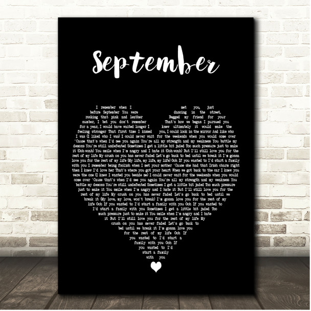 James Arthur September Black Heart Song Lyric Print