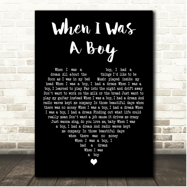 Jeff Lynne's ELO When I Was A Boy Black Heart Song Lyric Print