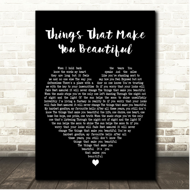 John Adams Things That Make You Beautiful Black Heart Song Lyric Print