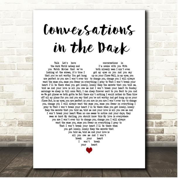 John Legend Conversations In The Dark White Heart Song Lyric Print