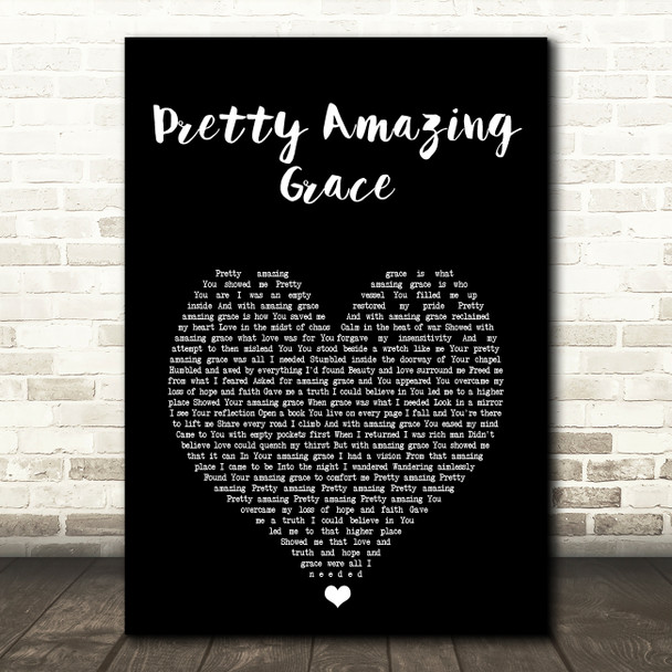 Neil Diamond Pretty Amazing Grace Black Heart Song Lyric Print