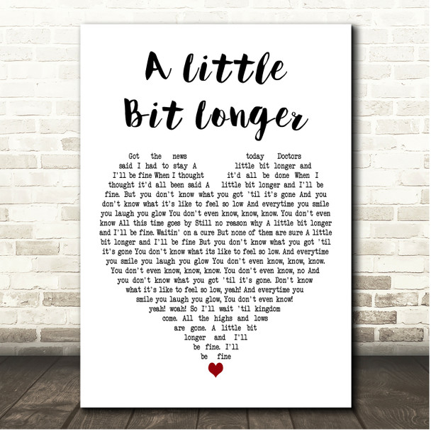 Jonas Brothers A Little Bit Longer White Heart Song Lyric Print