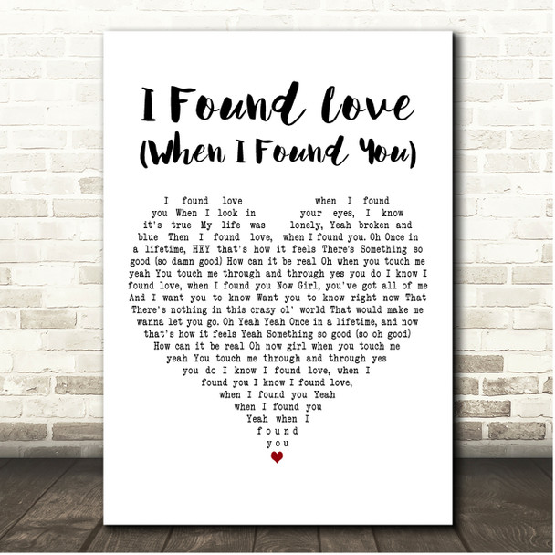 Kenny Wayne Shepherd I Found Love (When I Found You) White Heart Song Lyric Print