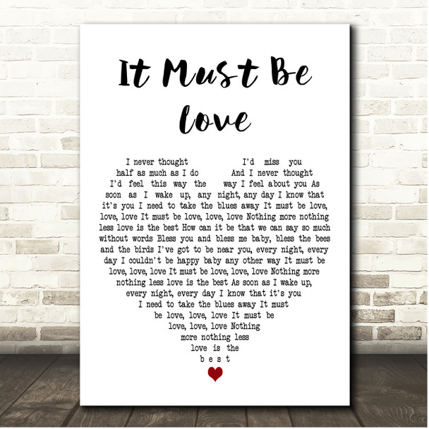 LABI SIFFRE It Must Be Love White Heart Song Lyric Print