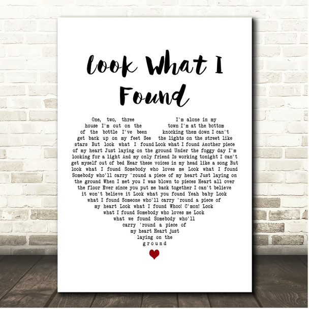 Lady Gaga Look What I Found White Heart Song Lyric Print