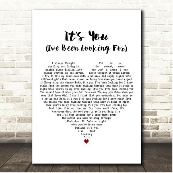 Lewis Brice Its You (Ive Been Looking For) White Heart Song Lyric Print