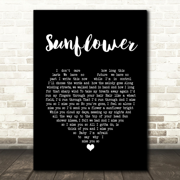Paul Weller Sunflower Black Heart Song Lyric Print
