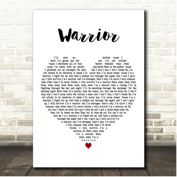 Avril Lavigne Warrior White Heart Song Lyric Print