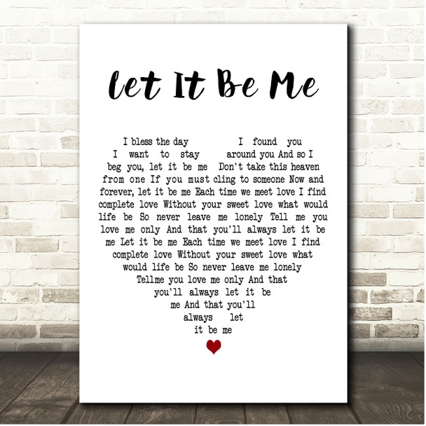 Michael Ball & Alfie Boe Let It Be Me White Heart Song Lyric Print