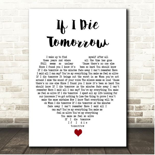 Mötley Crüe If I Die Tomorrow White Heart Song Lyric Print