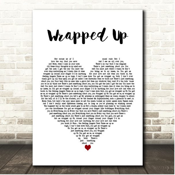 Olly Murs Wrapped Up White Heart Song Lyric Print