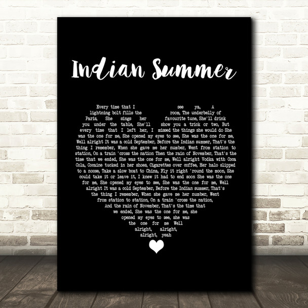 Stereophonics Indian Summer Black Heart Song Lyric Print