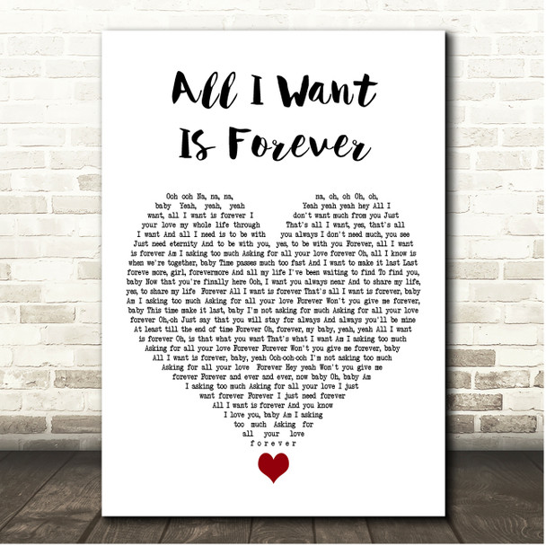 Regina Belle All I Want Is Forever White Heart Song Lyric Print