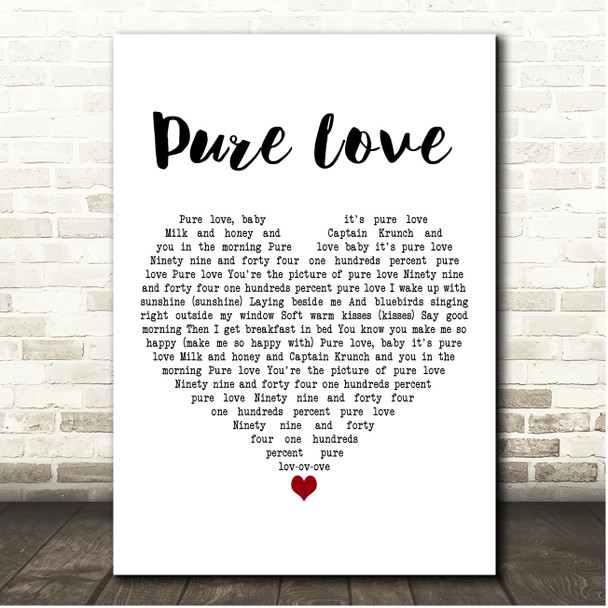 Ronnie Milsap Pure Love White Heart Song Lyric Print