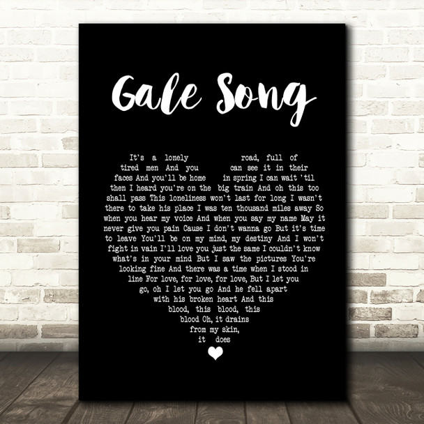 The Lumineers Gale Song Black Heart Song Lyric Print