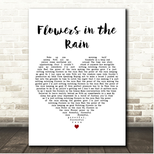 The Move Flowers in the Rain White Heart Song Lyric Print