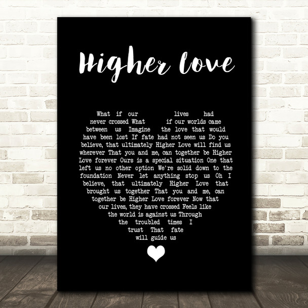 Three Legged Fox Higher Love Black Heart Song Lyric Print