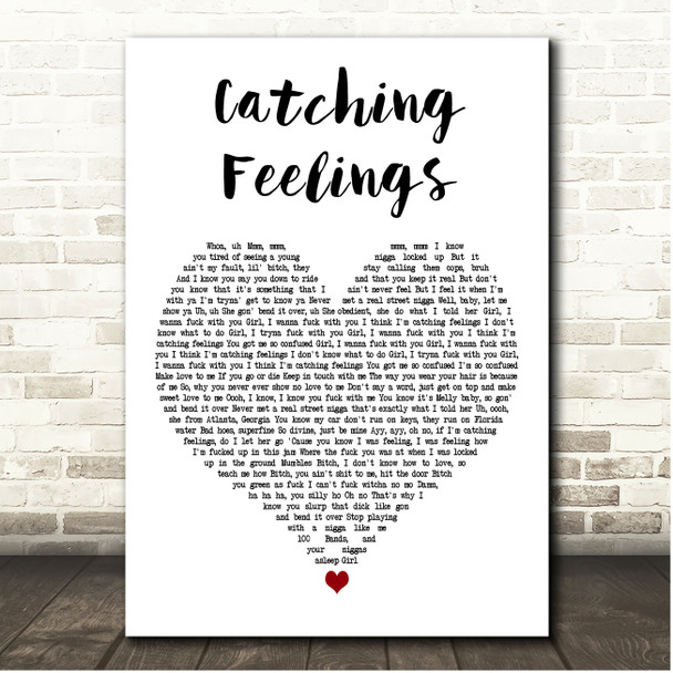 YNW Melly Catching Feelings White Heart Song Lyric Print