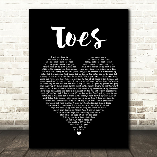 Zac Brown Band Toes Black Heart Song Lyric Print