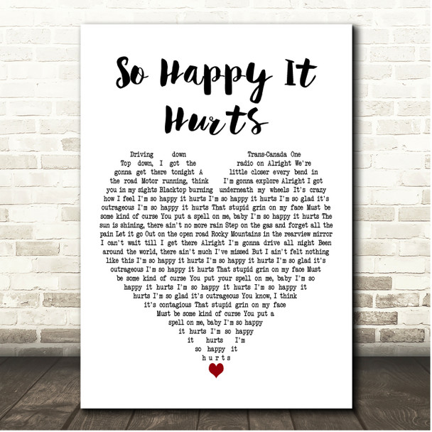 Bryan Adams So Happy It Hurts White Heart Song Lyric Print