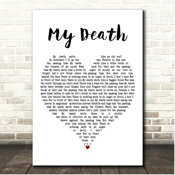 David Bowie My Death White Heart Song Lyric Print