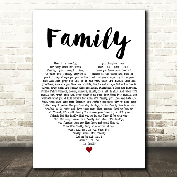 Dolly Parton Family White Heart Song Lyric Print