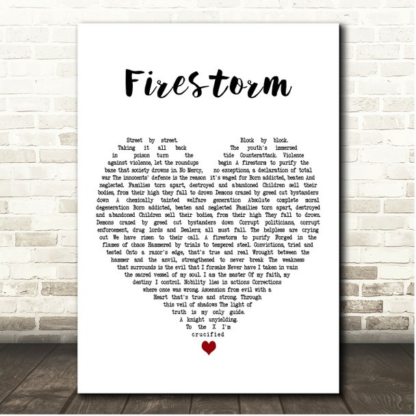Earth Crisis Firestorm White Heart Song Lyric Print