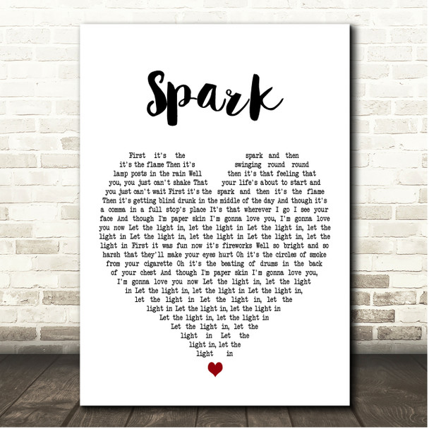 Amber Run Spark White Heart Song Lyric Print
