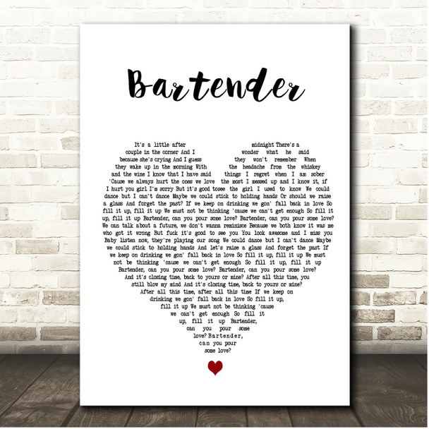 James Blunt Bartender White Heart Song Lyric Print
