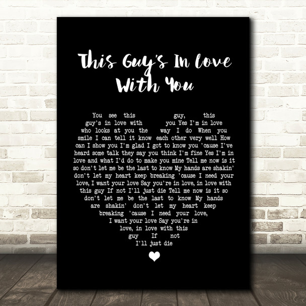 Herb Albert This Guys in love with you Black Heart Song Lyric Quote Print