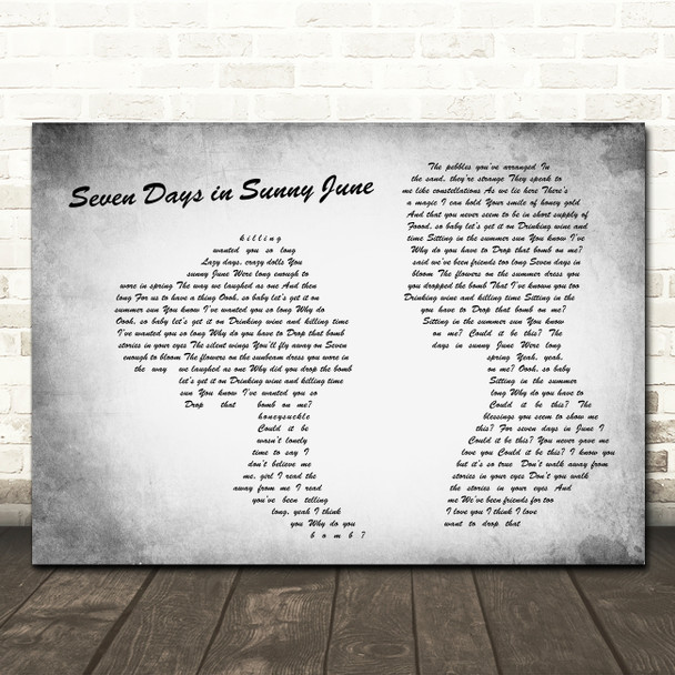 Jamiroquai Seven Days in Sunny June Grey Landscape Man & Lady Song Lyric Print