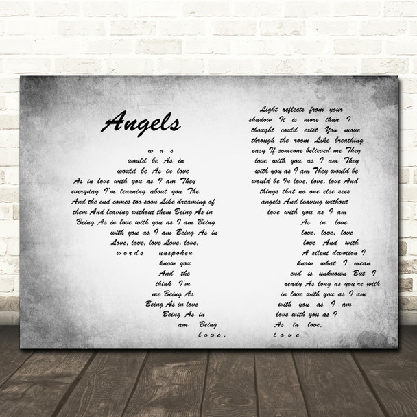 The xx Angels Grey Landscape Man & Lady Song Lyric Print