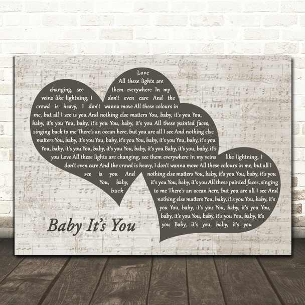 London Grammar Baby Its You Black & White Two Hearts Song Lyric Print