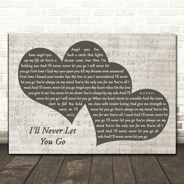 Steelheart I'll Never Let You Go Black & White Two Hearts Song Lyric Print