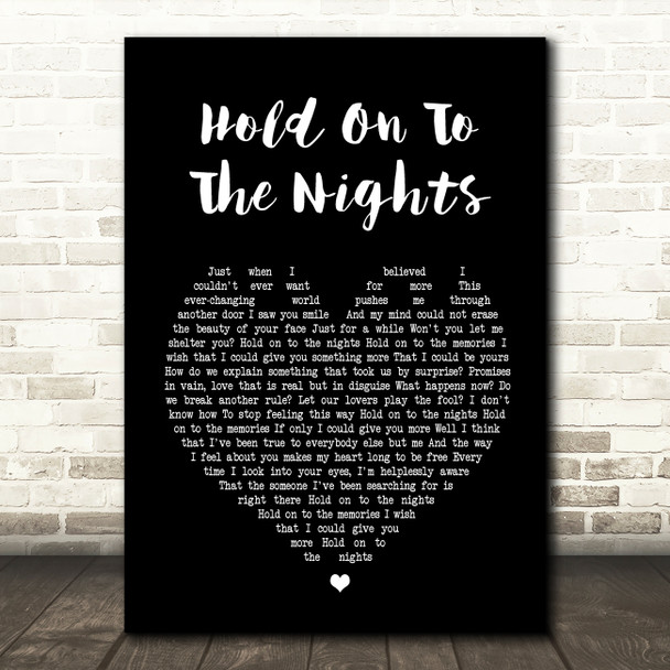 Richard Marx Hold On To The Nights Black Heart Song Lyric Quote Print